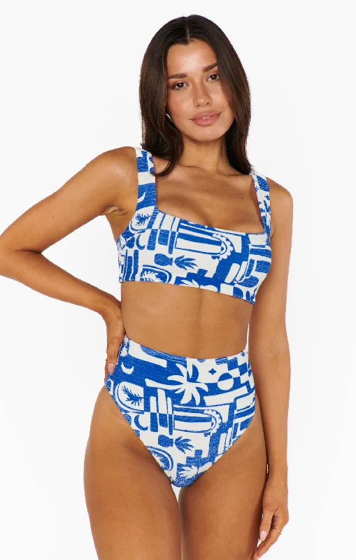 High - waisted bikini for a retro and tummy - flattering lookHot Tub Top ~ Santorini Contour Scrunch