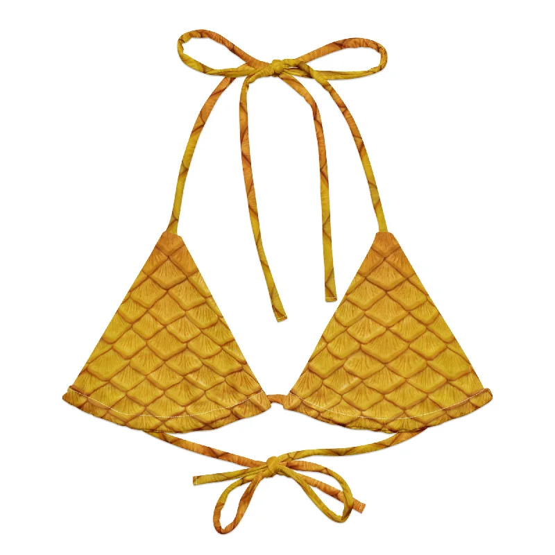 UV - protection bikini for safe sun exposure during beach daysGolden Hour Recycled String Bikini Top