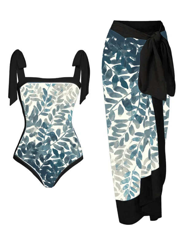 Ruched bikini with fabric gathers for a slimming effectNavy Blue 1960s Leaf One-piece Swimsuit & Cover-up