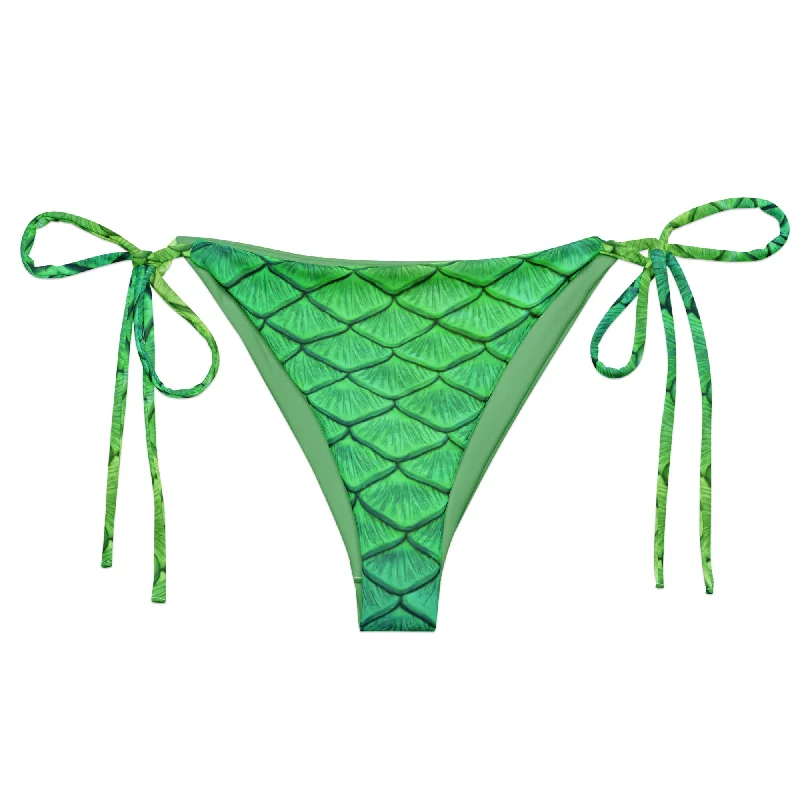 Ruched bikini with fabric gathers for a slimming effectShoal Green Recycled String Bikini Bottom