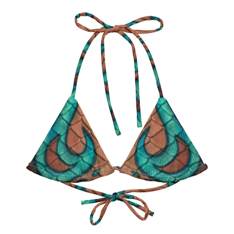 Tropical - themed bikini for a vacation - ready beach outfitJewel of Jupiter Recycled String Bikini Top