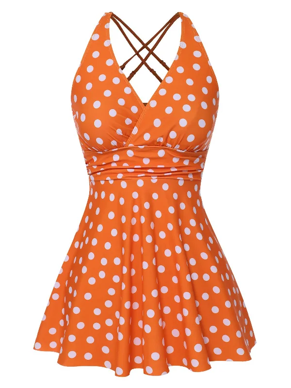 High - waisted bikini for a retro and tummy - flattering look1930s Cross Straps Polka Dots Swimsuit