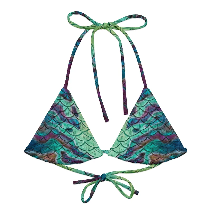 Tropical - themed bikini for a vacation - ready beach outfitAbalone Abyss Recycled String Bikini Top