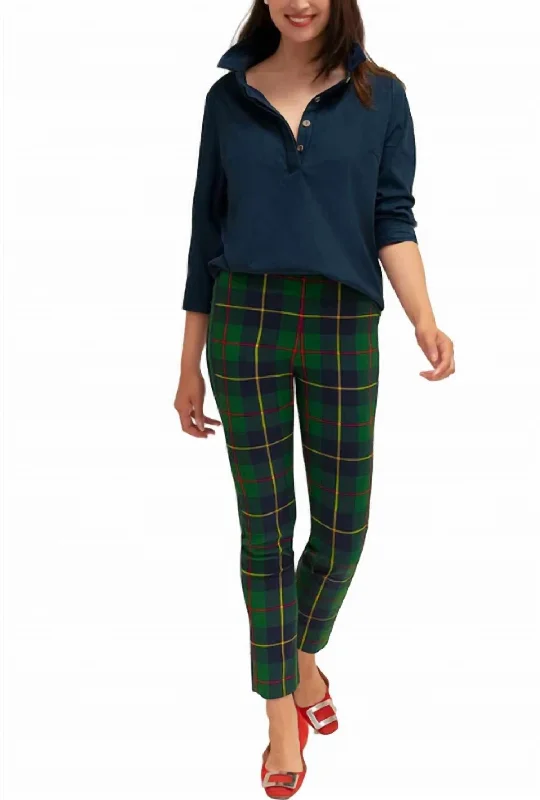 Gripeless Pull On Pant - Plaidly Cooper In Green Multi