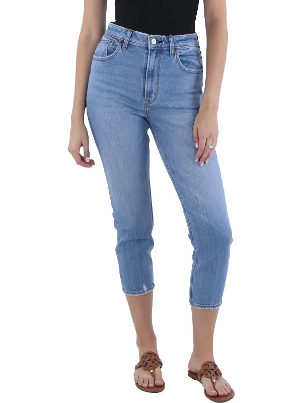 Womens High Rise Light Wash Mom Jeans