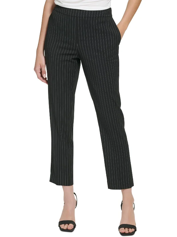 Womens Mid Rise Work Wear Straight Leg Pants