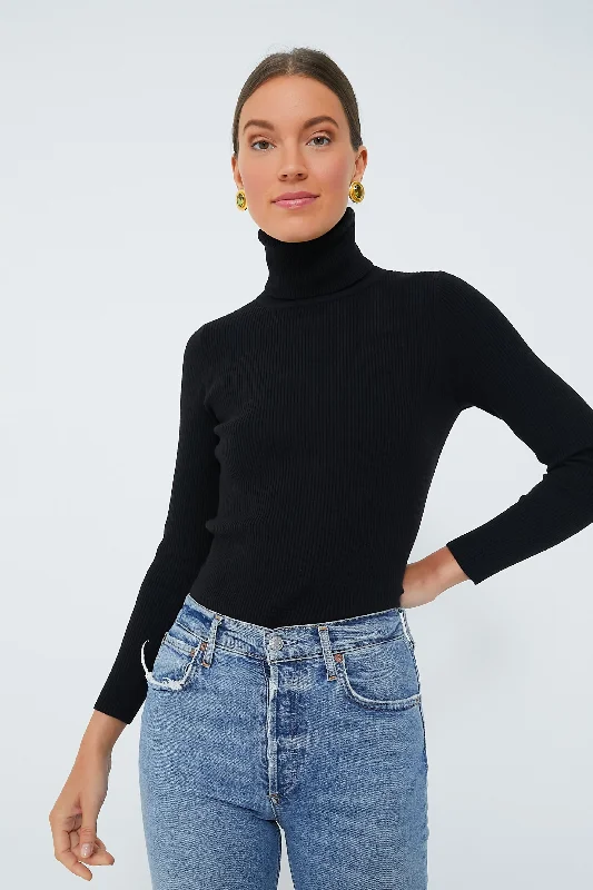 Lightweight Women Sweater for Spring and FallLightweight Women Sweater for Spring and FallBlack Arlo Ribbed Turtleneck