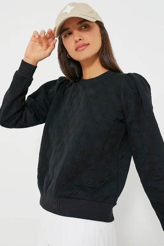 Color - Blocked Women Sweater for a Bold Fashion StatementColor - Blocked Women Sweater for a Bold Fashion StatementBlack Puff Sleeve Campbell Pullover