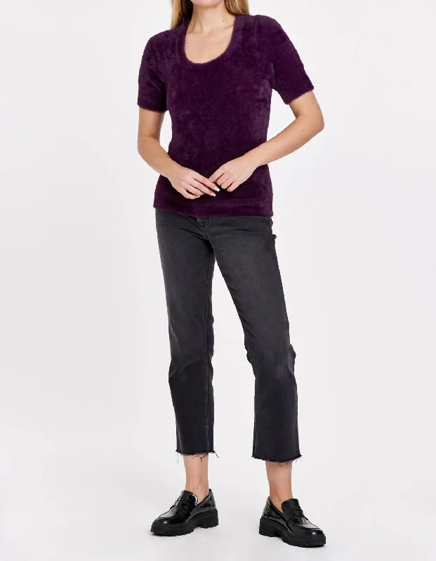 Cashmere Women Sweater with a Luxurious Soft TouchCashmere Women Sweater with a Luxurious Soft TouchGreta Short Sleeve Sweater In Royal Ruby