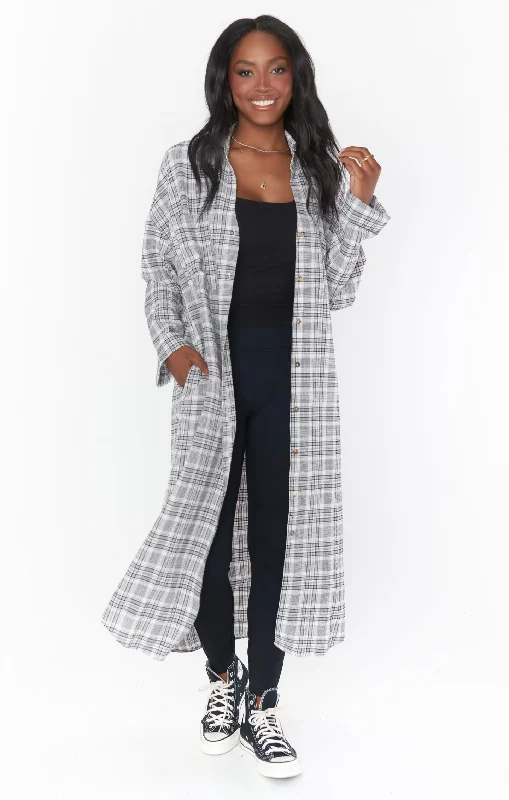 Striped Women Sweater with a Timeless PatternStriped Women Sweater with a Timeless PatternLeo Button Down Tunic ~ Windowpane Plaid