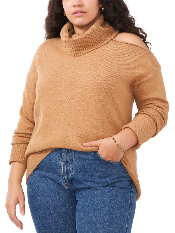 Open - Front Women Sweater for Easy LayeringOpen - Front Women Sweater for Easy LayeringPlus Womens Cut-Out Knit Turtleneck Sweater