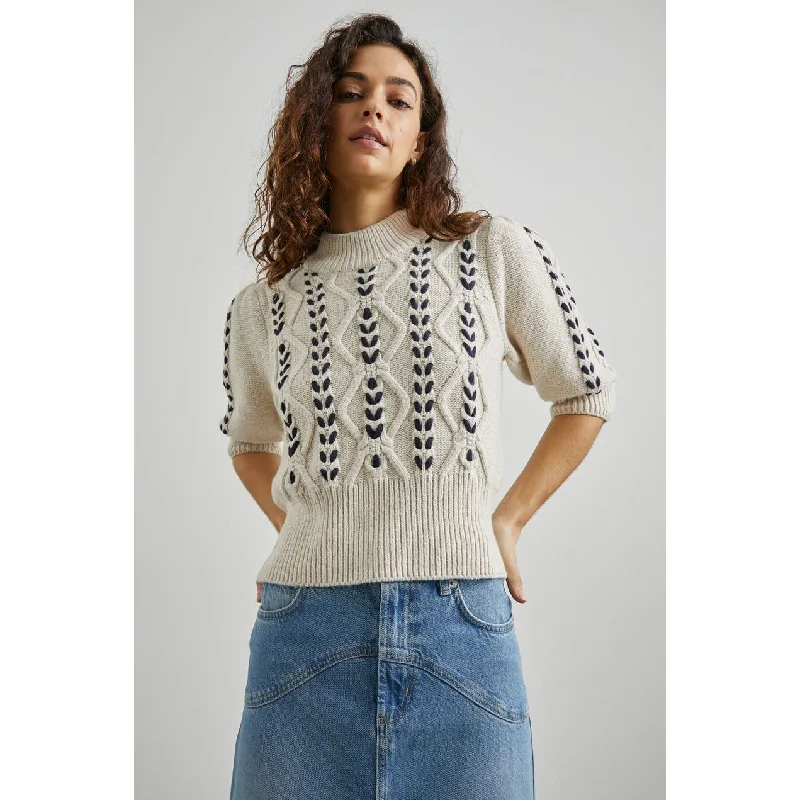 Cable - Knit Women Sweater with Intricate PatternsCable - Knit Women Sweater with Intricate PatternsRails Addy Sweater in Oatmeal Navy Cables