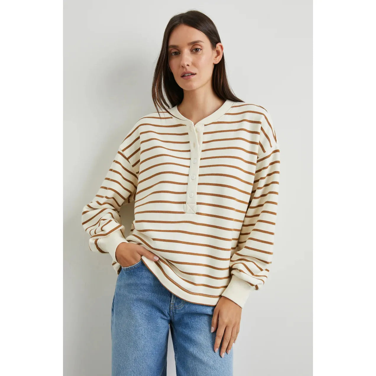 Color - Blocked Women Sweater for a Bold Fashion StatementColor - Blocked Women Sweater for a Bold Fashion StatementRails Joan Sweatshirt in Carmel Stripe