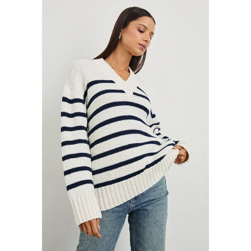 Floral Print Women Sweater for a Feminine AppealFloral Print Women Sweater for a Feminine AppealRails Penny Sweater in Ivory Navy Stripe