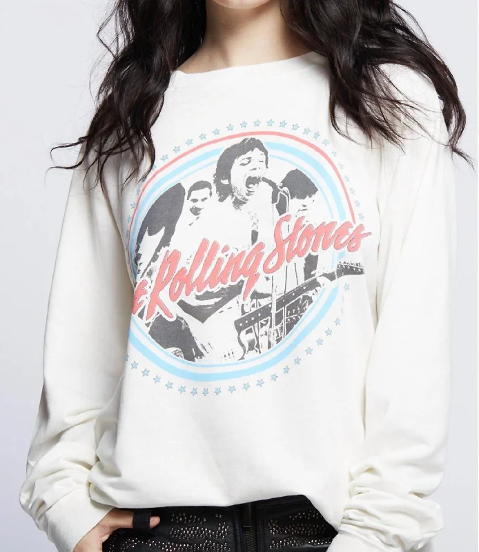 Button - Down Women Sweater for a Versatile LookButton - Down Women Sweater for a Versatile LookRolling Stones Sweatshirt In White