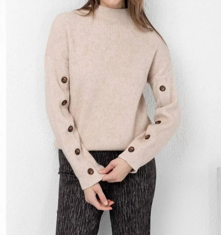 Lightweight Women Sweater for Spring and FallLightweight Women Sweater for Spring and FallSophie Sweater With Button Sleeves In Beige