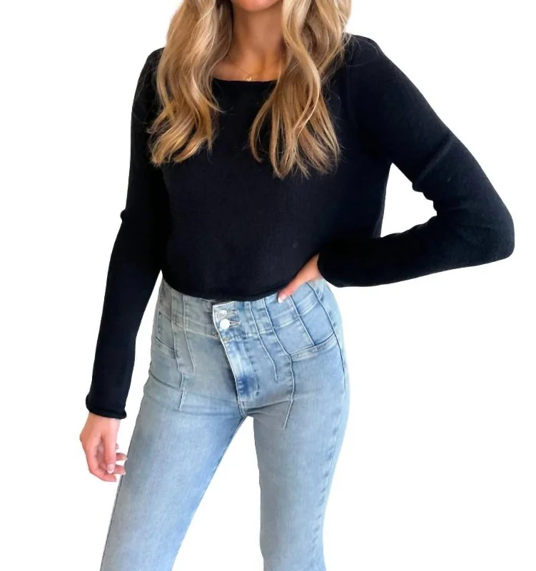 Open - Front Women Sweater for Easy LayeringOpen - Front Women Sweater for Easy LayeringSydney Sweater In Black