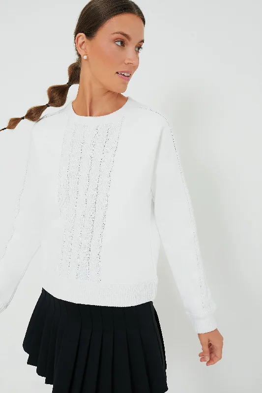 Lightweight Women Sweater for Spring and FallLightweight Women Sweater for Spring and FallWhite Cable Knit Reid Sweatshirt