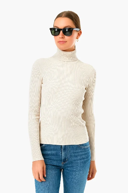 Color - Blocked Women Sweater for a Bold Fashion StatementColor - Blocked Women Sweater for a Bold Fashion StatementWinter White Sonia Ribbed Turtleneck