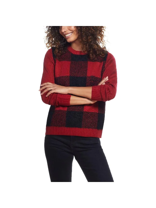 Plus - Size Women Sweater with a Flattering FitPlus - Size Women Sweater with a Flattering FitWomens Knit Checkered Crewneck Sweater