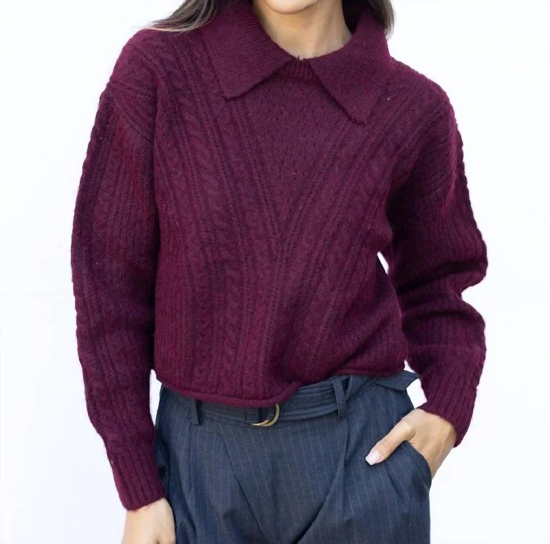 Striped Women Sweater with a Timeless PatternStriped Women Sweater with a Timeless PatternAlicia Sweater In Oxblood