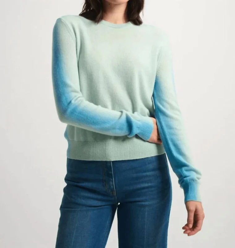 V - Neck Women Sweater to Elongate the NecklineV - Neck Women Sweater to Elongate the NecklineCashmere Spray Paint Crewneck In Blue Spray