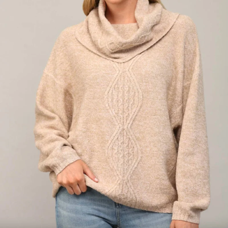 Lightweight Women Sweater for Spring and FallLightweight Women Sweater for Spring and FallCowl Neck Marled Yarn Sweater In Latte