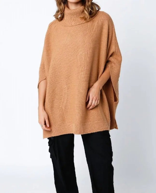 Lightweight Women Sweater for Spring and FallLightweight Women Sweater for Spring and FallEmily Sweater Poncho In Camel