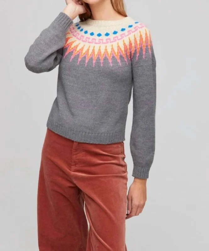 V - Neck Women Sweater to Elongate the NecklineV - Neck Women Sweater to Elongate the NecklineFranz Fair Isle Sweater In Heather Grey