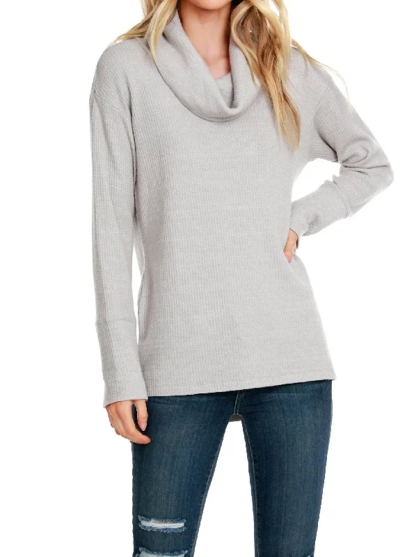 Cropped Women Sweater to Pair with High - Waisted BottomsCropped Women Sweater to Pair with High - Waisted BottomsLong Sleeve Cowl Top In Grey