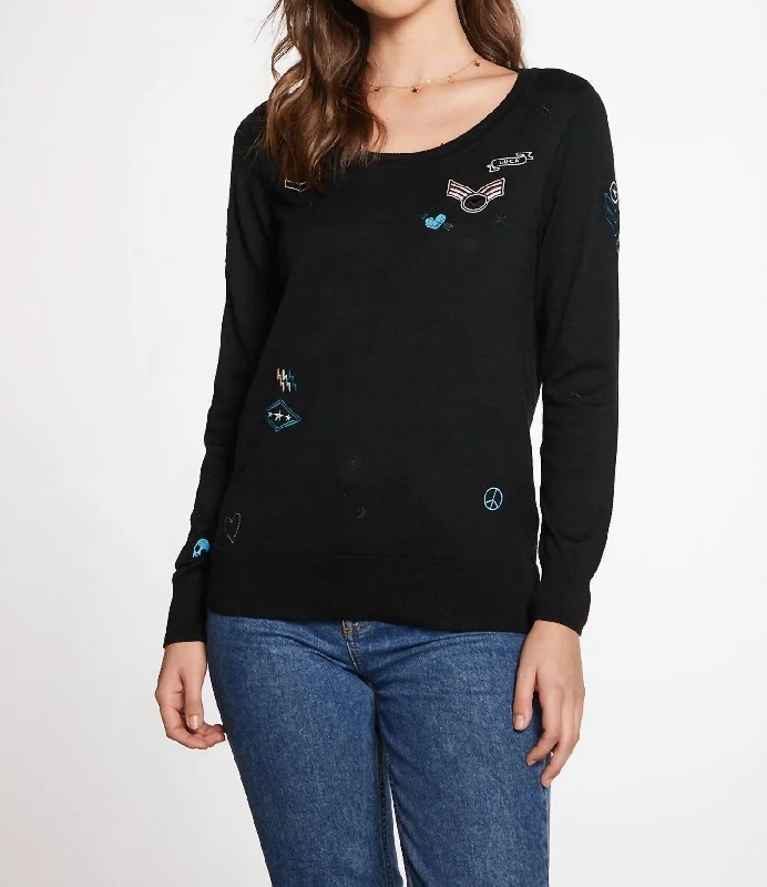 Cable - Knit Women Sweater with Intricate PatternsCable - Knit Women Sweater with Intricate PatternsLove Sweater In Black