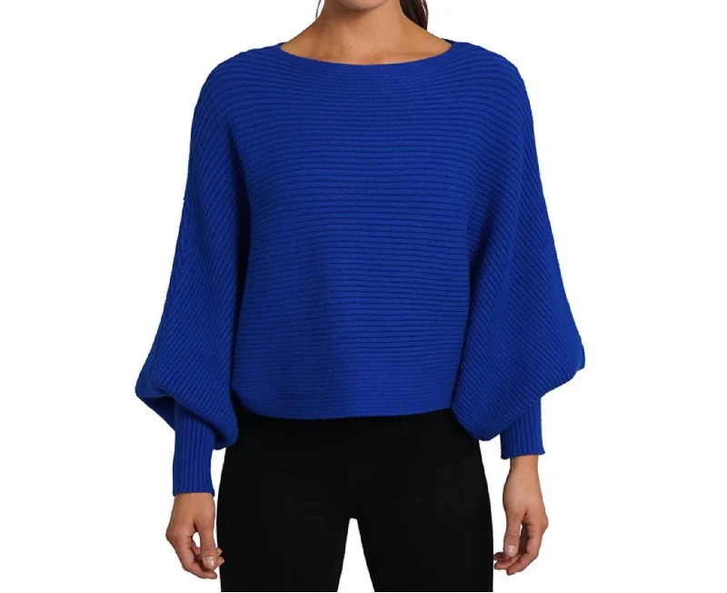 Color - Blocked Women Sweater for a Bold Fashion StatementColor - Blocked Women Sweater for a Bold Fashion StatementLuann Dolman Sleeve Sweater In Royal Blue