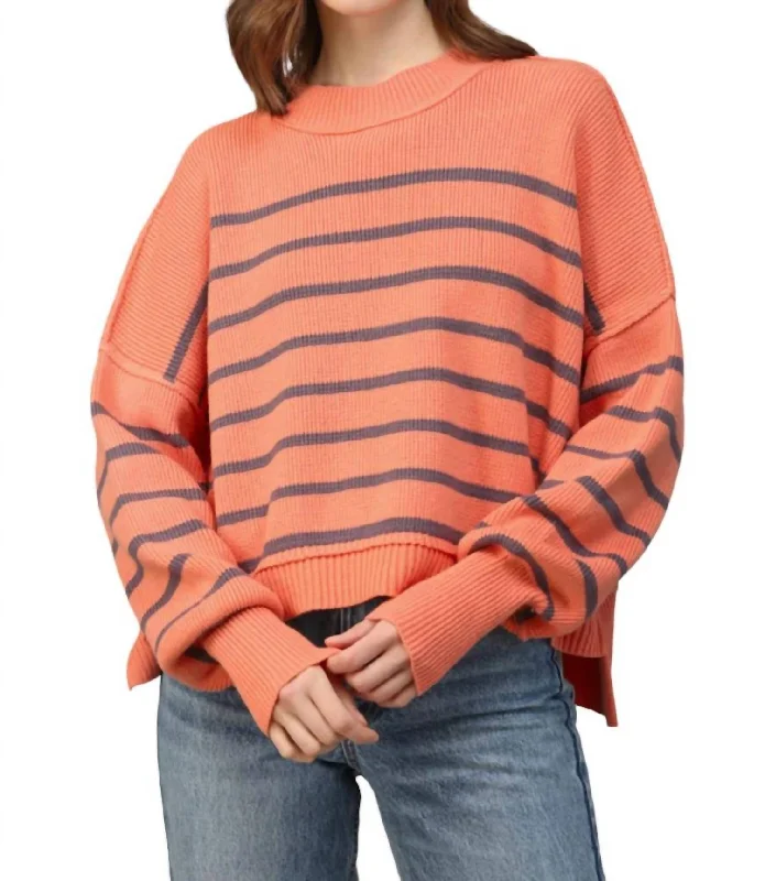 Sequin - Embellished Women Sweater for Special OccasionsSequin - Embellished Women Sweater for Special OccasionsMiley Striped Drop Shoulder Sweater In Orange/purple