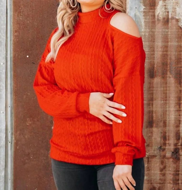 Hooded Women Sweater for Added Comfort and StyleHooded Women Sweater for Added Comfort and StyleOff The Shoulder Sweater In Red