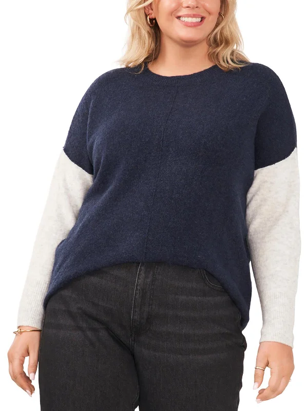 Lightweight Women Sweater for Spring and FallLightweight Women Sweater for Spring and FallPlus Womens Heathered Colorblock Crewneck Sweater