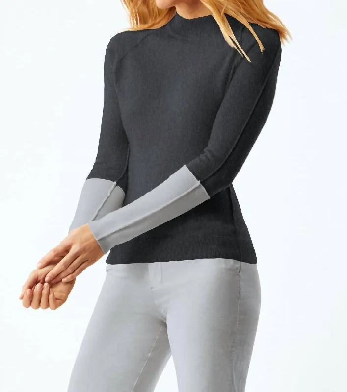 Striped Women Sweater with a Timeless PatternStriped Women Sweater with a Timeless PatternReglan Sleeve Sweater In Charcoal