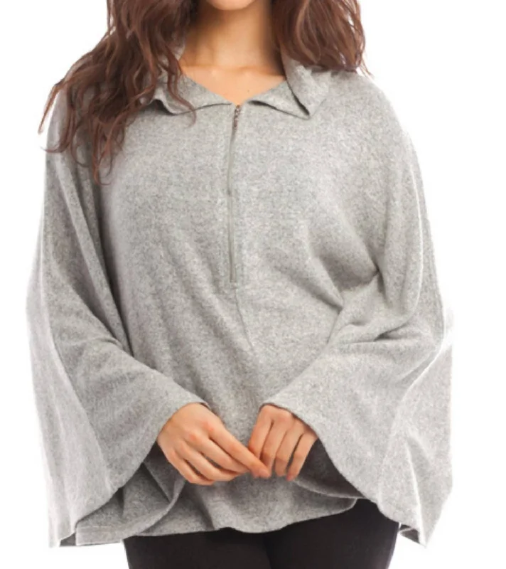 Hooded Women Sweater for Added Comfort and StyleHooded Women Sweater for Added Comfort and StyleSophia Kashmira Hooded Poncho In Gray