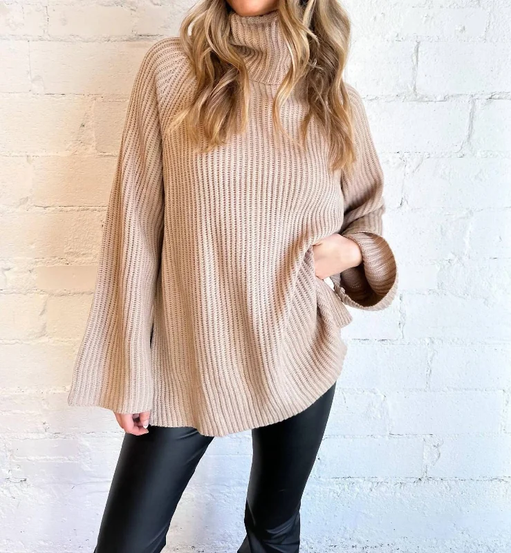 Cable - Knit Women Sweater with Intricate PatternsCable - Knit Women Sweater with Intricate PatternsWinter Wonder Sweater In Tan