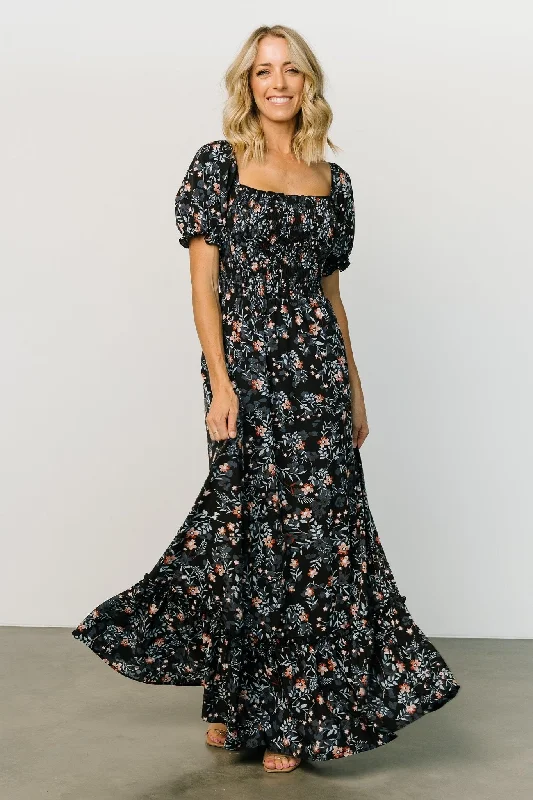 Wrap - Style Women Dress with Adjustable Fit for All Body TypesCapri Smocked Maxi Dress | Midnight Floral