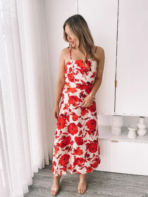 Off - the - Shoulder Women Dress for a Romantic and Feminine LookCatrice Dress - Scarlet Floral