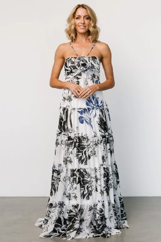 Ball Gown Women Dress with a Full Skirt for a Princess - like LookCharmaine Maxi Dress | Navy + Black Floral