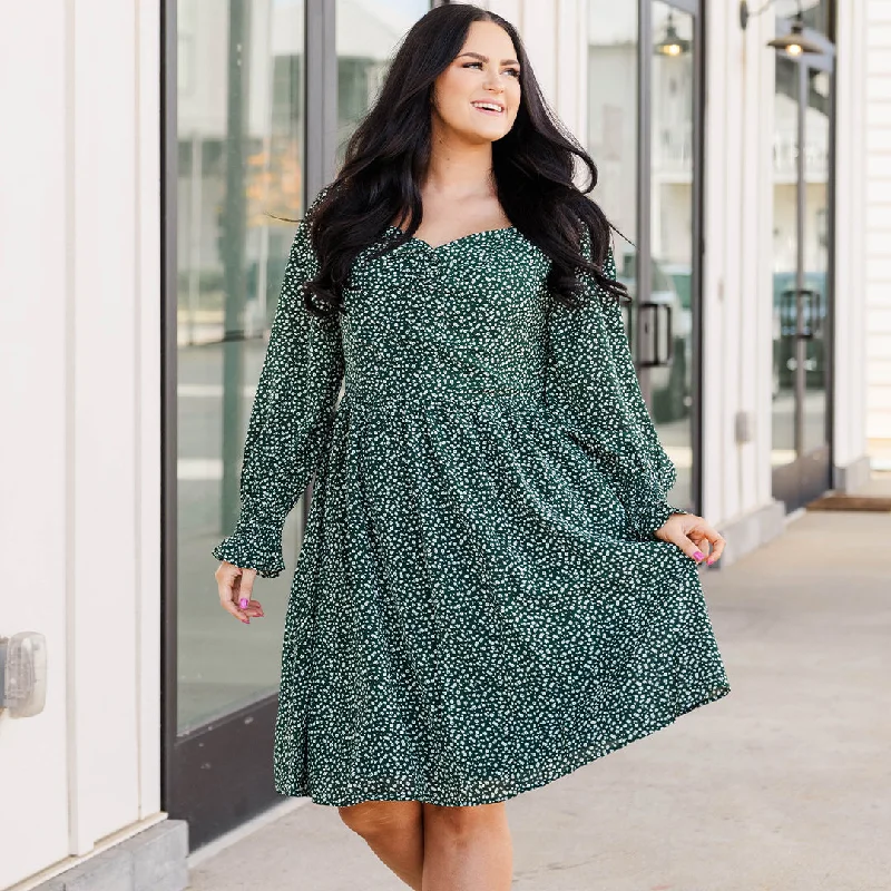 Ruffled Women Dress with Multiple Layers for a Playful and Girly StyleDancing With Our Hands Tied Dress, Hunter Green