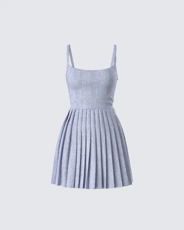 Strapless Women Dress with a Built - in Bra for Comfort and SupportEudora Grey Pleated Mini Dress