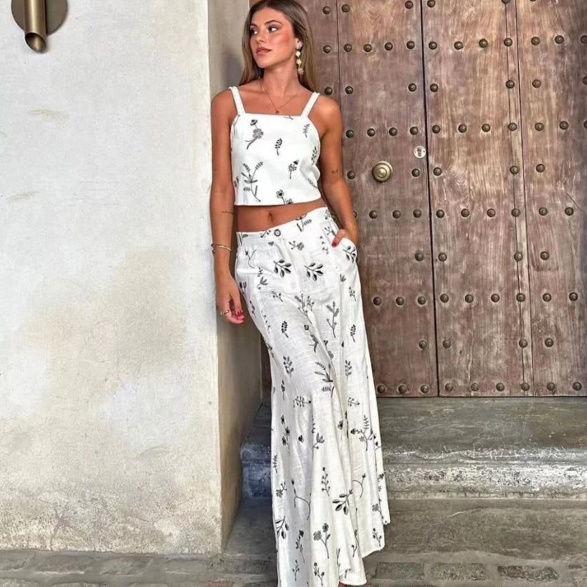 Halter Neck Women Dress to Show Off the Shoulders and NecklineFashionSierra-Floral Embroidery  Crop Top  Maxi Skirt  Suit  Women  Vintage  Sleeveless  Summer  Set  Beach  Vestidos Boho Dress