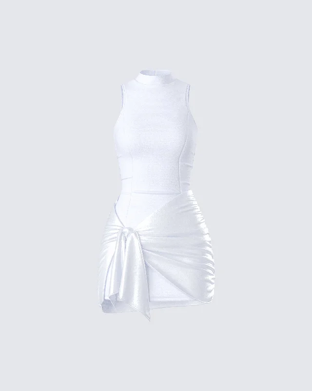 Empire Waist Women Dress to Accentuate the Bust and Conceal the WaistLindsey White Wrap Mini Dress