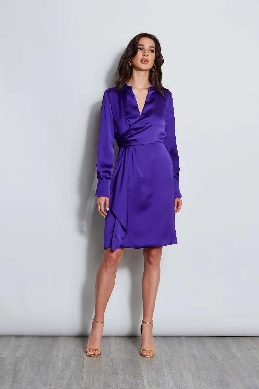 Backless Women Dress for a Sexy and Alluring Look at Evening EventsLong Sleeve Satin Wrap Dress