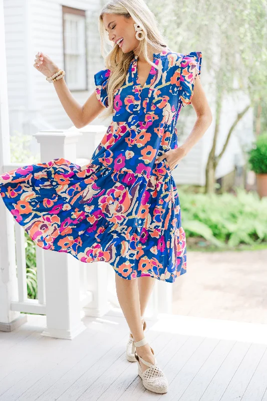 Shift Women Dress with a Simple and Classic Design for Everyday WearMake It Your Own Navy Blue Floral Tiered Dress