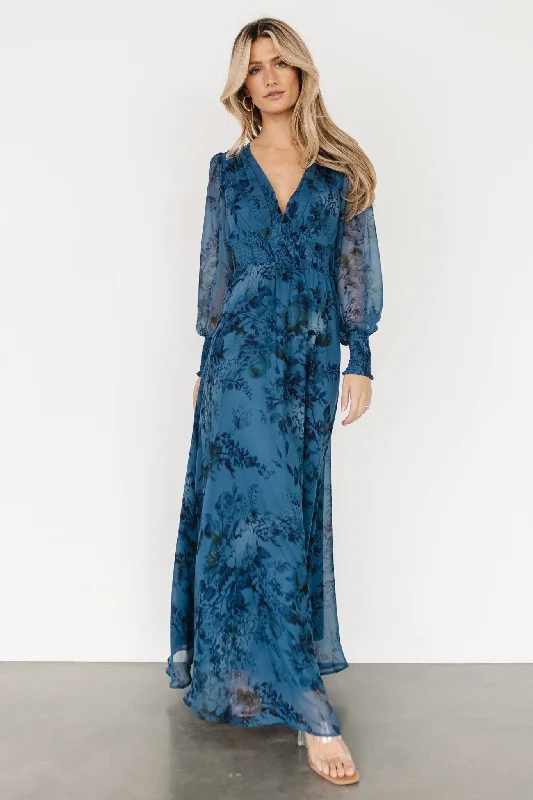 Lace - Embellished Women Dress for an Elegant and Sophisticated AppearanceOlivia Maxi Dress | Deep Blue Floral