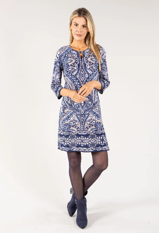 Lace - Embellished Women Dress for an Elegant and Sophisticated AppearancePaisley Print Keyhole Neckline Dress