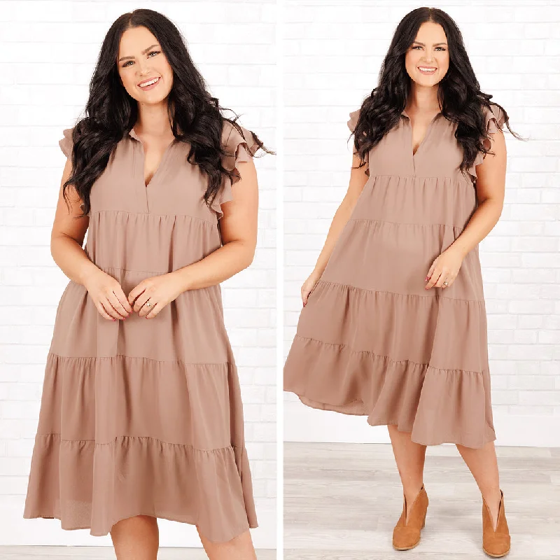 Wrap - Style Women Dress with Adjustable Fit for All Body TypesPlay Time Dress, Mocha